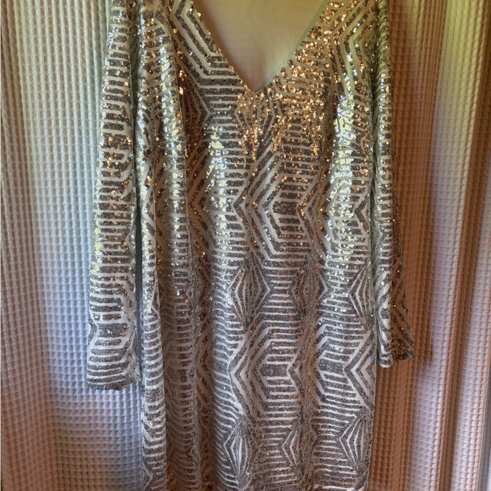 City Chic Sparkling Silver Dress